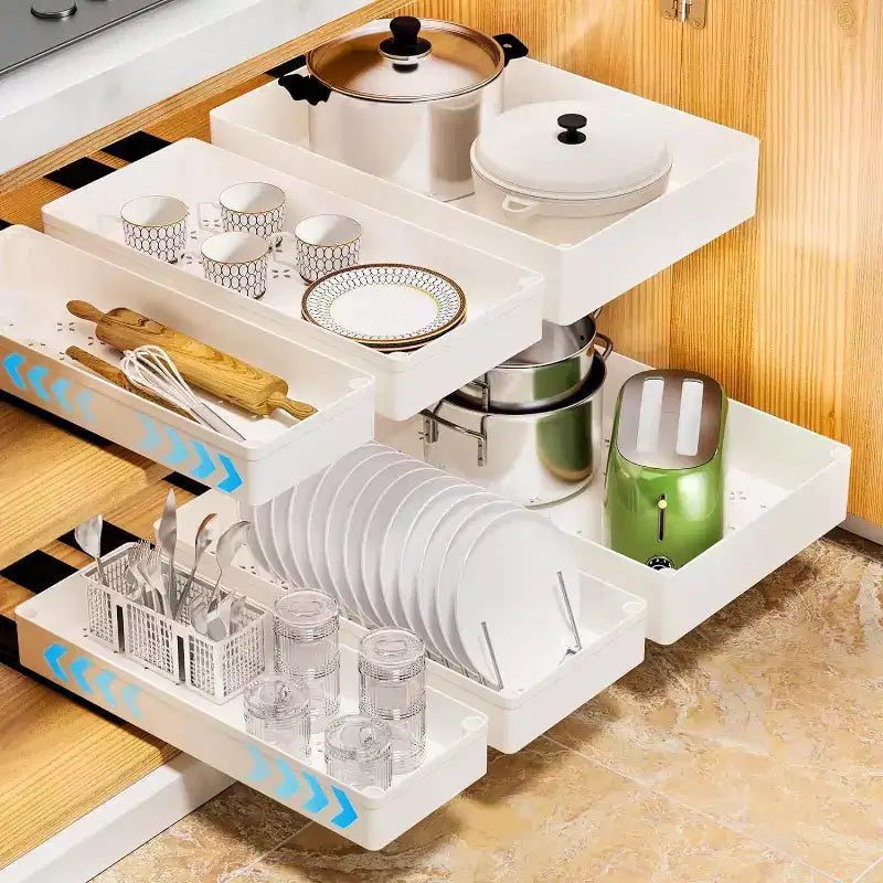 Organizzatore estraibile per armadietto, cassetti scorrevoli da cucina per dispensa, ripiano estraibile per bagno
