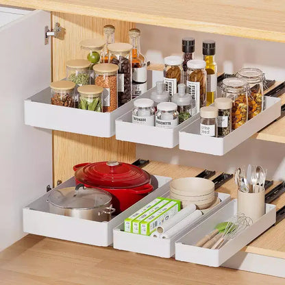 Organizzatore estraibile per armadietto, cassetti scorrevoli da cucina per dispensa, ripiano estraibile per bagno