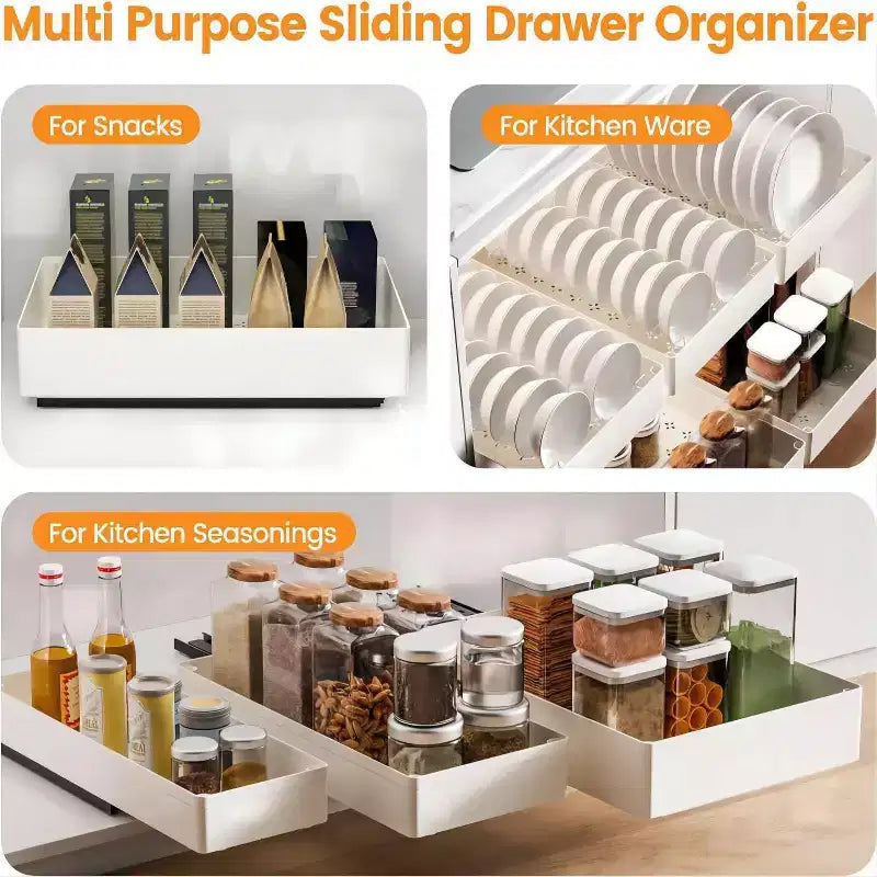 Organizzatore estraibile per armadietto, cassetti scorrevoli da cucina per dispensa, ripiano estraibile per bagno