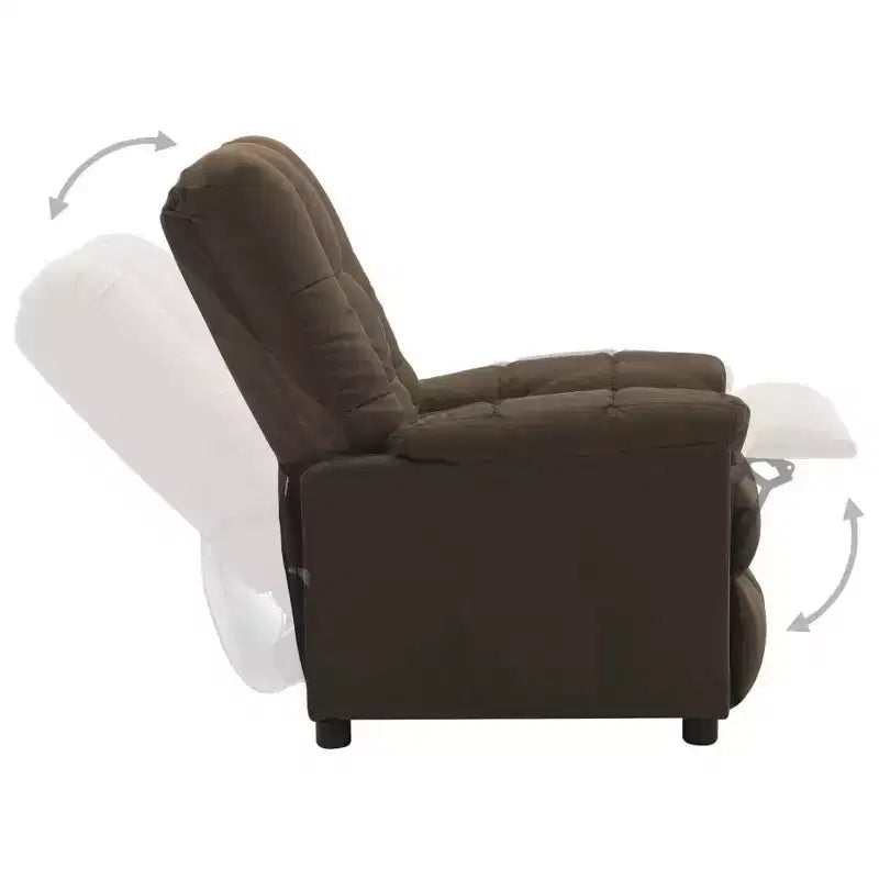 Poltrona Relax Moderna con Schienale e Poggiapiedi Regolabili, Imbottitura Spessa, Tasca Laterale – Tessuto Marrone