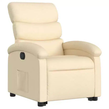 Poltrona Reclinabile Cream Power Lift – Aiuto Elettrico per Alzarsi, Reclinazione Manuale, Tessuto Imbottito, Telaio Robusto