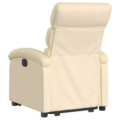 Poltrona Reclinabile Cream Power Lift – Aiuto Elettrico per Alzarsi, Reclinazione Manuale, Tessuto Imbottito, Telaio Robusto