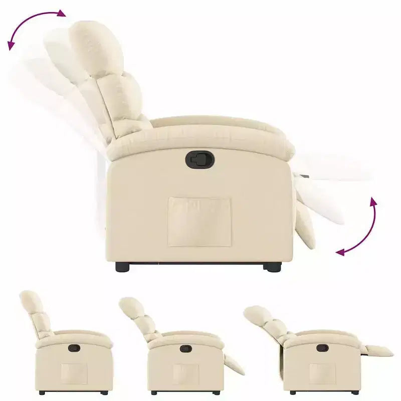 Poltrona Reclinabile Cream Power Lift – Aiuto Elettrico per Alzarsi, Reclinazione Manuale, Tessuto Imbottito, Telaio Robusto