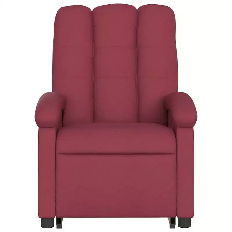 Poltrona reclinabile massaggiante con alzata elettrica – Tessuto rosso vino, alzata assistita motorizzata, vibrazione, Home Theater