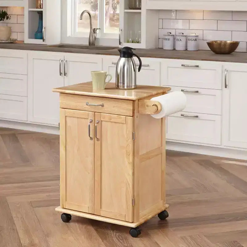 Carrello da cucina piccolo con piano in legno naturale – Marrone