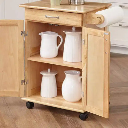 Carrello da cucina piccolo con piano in legno naturale – Marrone