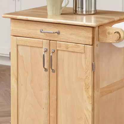 Carrello da cucina piccolo con piano in legno naturale – Marrone