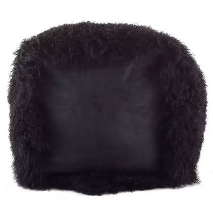 Pouf/ottoman quadrato in vera pelliccia d'agnello 100% lana mongola
