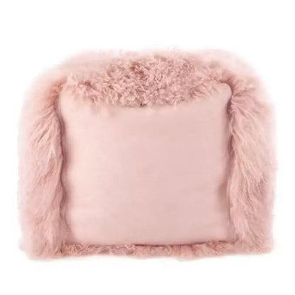 Pouf/ottoman quadrato in vera pelliccia d'agnello 100% lana mongola