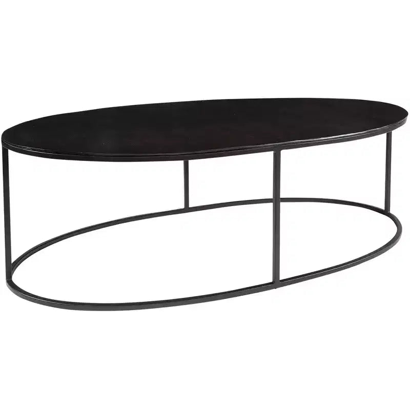 Uttermost Modern Industrial Aged Black Iron Aluminum Oval Coffee Table 48 x 24 Plated Antique Tabletop for Living Room Bedroom