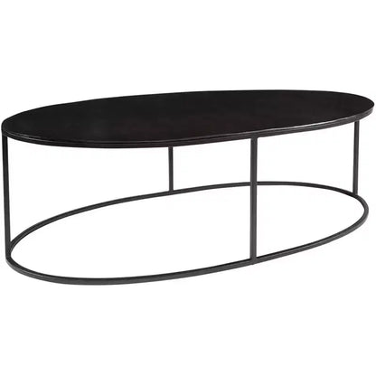 Uttermost Modern Industrial Aged Black Iron Aluminum Oval Coffee Table 48 x 24 Plated Antique Tabletop for Living Room Bedroom