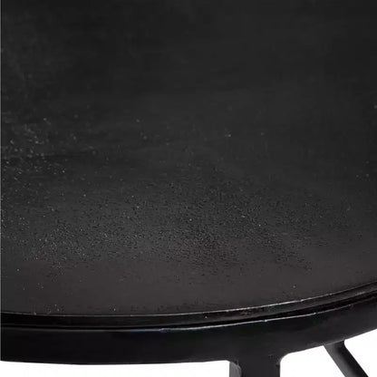 Tavolino ovale industriale moderno in ferro e alluminio invecchiato nero 48x24 – Piano con placcatura anticata