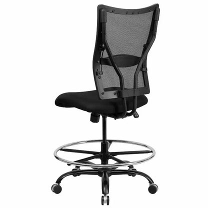 Sedia ergonomica da disegno in rete nera, alta e grande (400 libbre) – Schienale alto, altezza regolabile