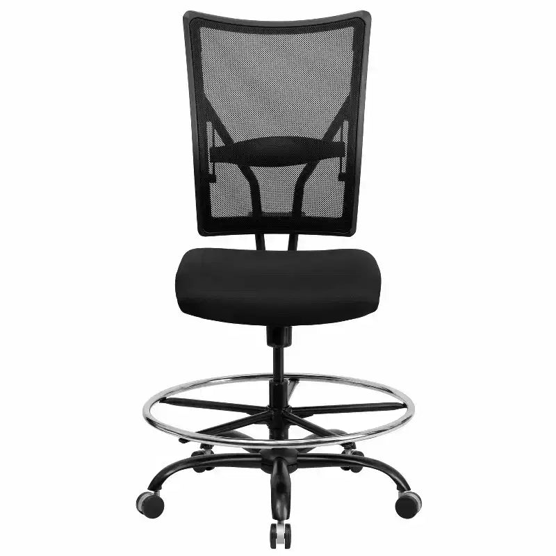 Sedia ergonomica da disegno in rete nera, alta e grande (400 libbre) – Schienale alto, altezza regolabile