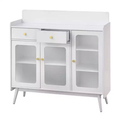 Credenza Mid-Century Hudson con ante in vetro e cassetti contenitore