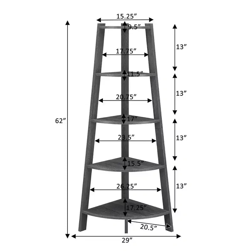 Libreria angolare larga a 5 ripiani 62 Newport - Breighton Home