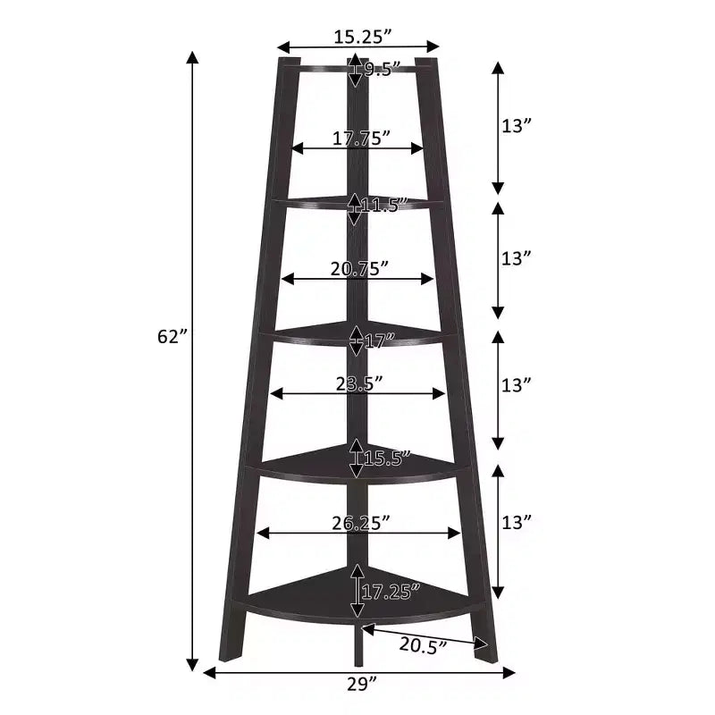 Libreria angolare larga a 5 ripiani 62 Newport - Breighton Home