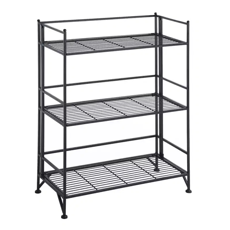 Scaffale pieghevole in metallo a 3 ripiani, largo circa 82,6 cm – montaggio non richiesto – immagine 1