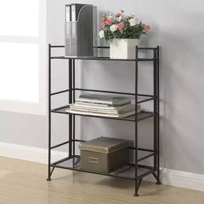 Scaffale in metallo pieghevole a 3 livelli – 82,5 cm, nessun montaggio richiesto