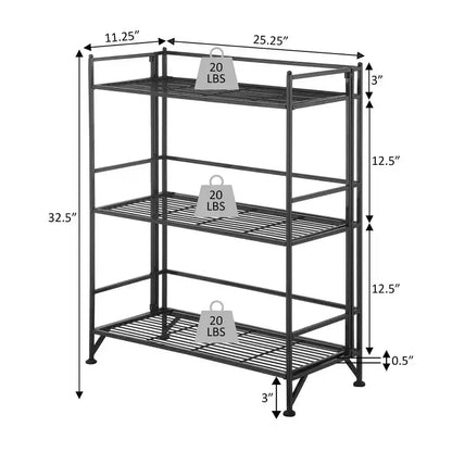 Scaffale in metallo pieghevole a 3 livelli – 82,5 cm, nessun montaggio richiesto