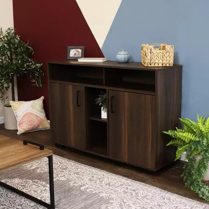 Mobile Buffet per Interni con Ripiani Aperti e Ante Chiuse – 123 cm