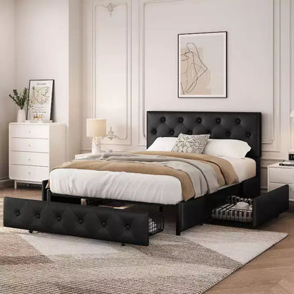 Struttura letto imbottita in ecopelle con testiera regolabile